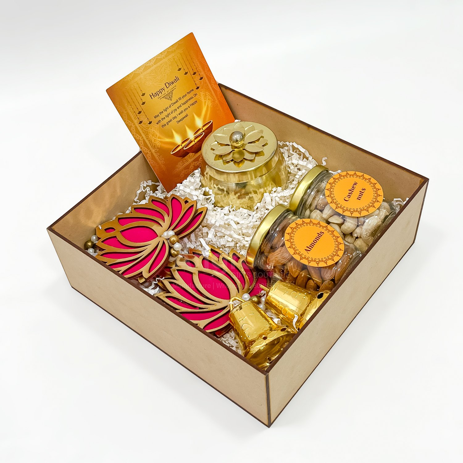 Festive Diwali Hamper with Almonds, Cashews & Decorative Jar - Image 2