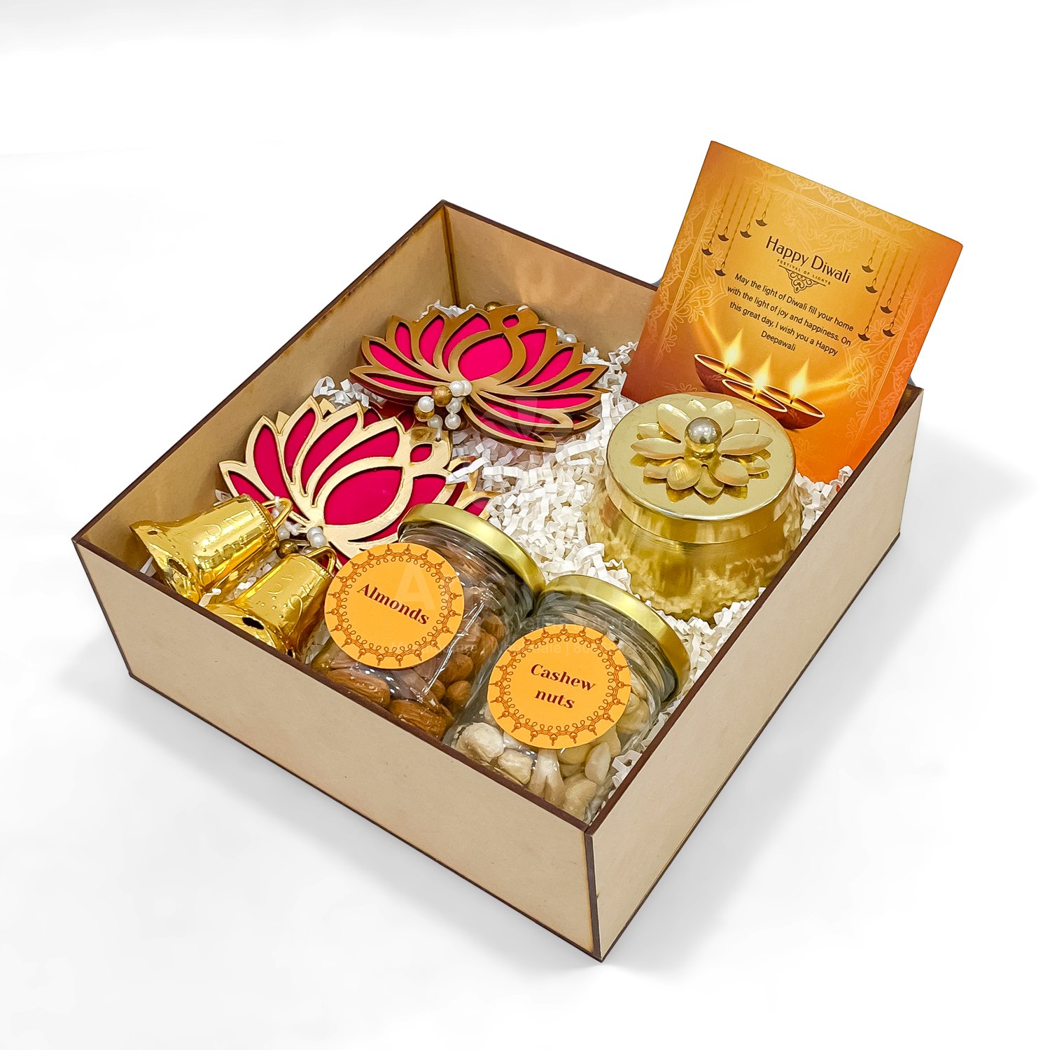 Festive Diwali Hamper with Almonds, Cashews & Decorative Jar - Image 3
