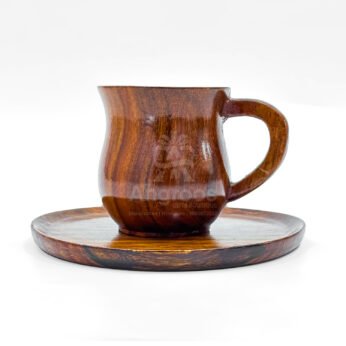 Handcrafted Wooden Cup and Saucer Set