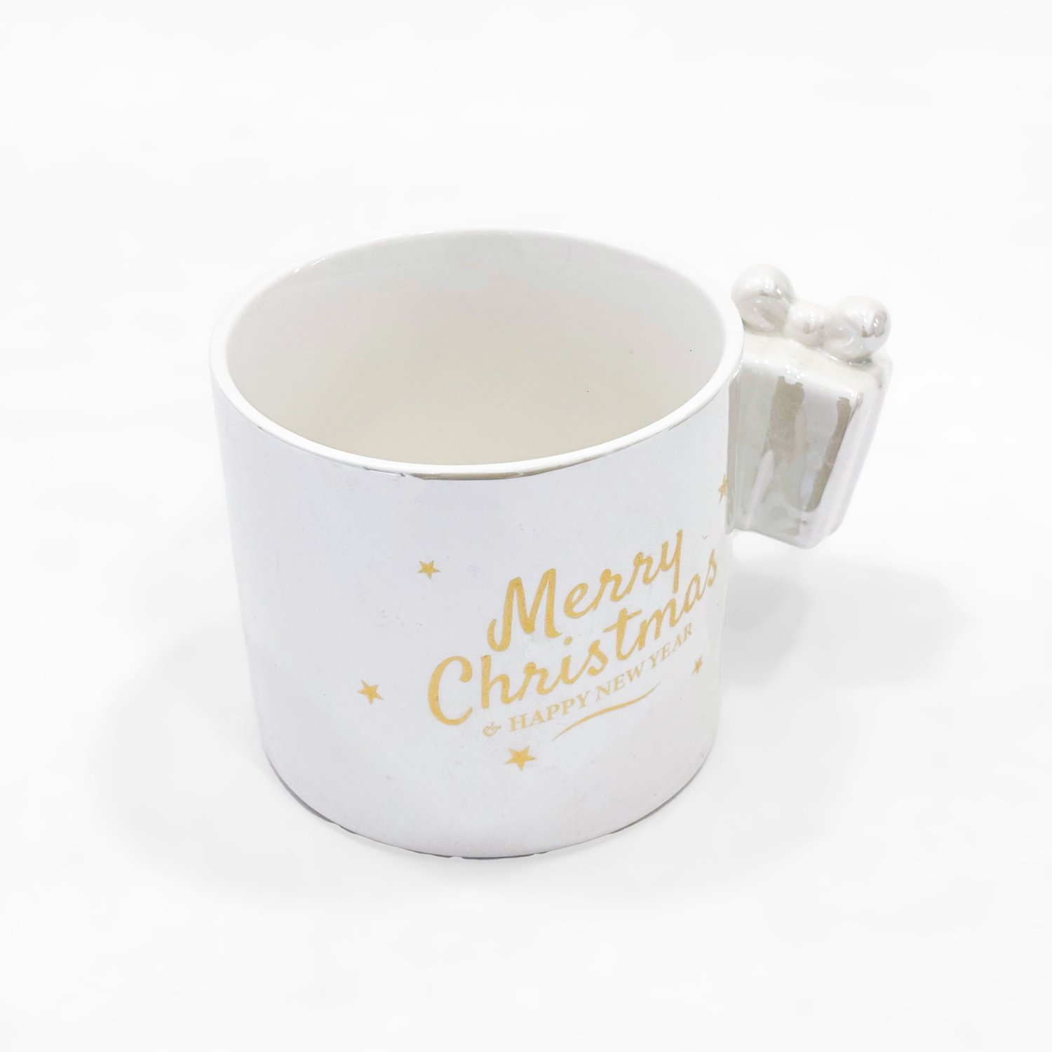 White Merry Christmas Ceramic Mug with Gift Handle - Image 2