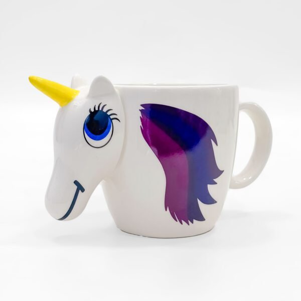 Adorable 3D Unicorn Ceramic Mug with Colorful Mane - Image 2