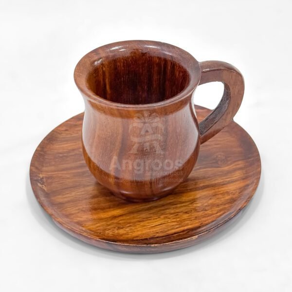 Handcrafted Wooden Cup and Saucer Set - Image 3