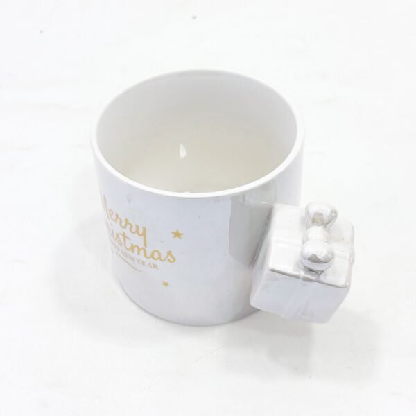 White Merry Christmas Ceramic Mug with Gift Handle - Image 3