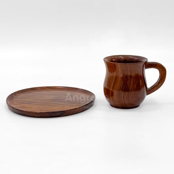 Handcrafted Wooden Cup and Saucer Set - Image 4