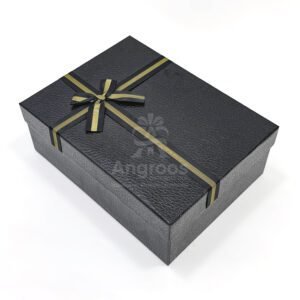 Black gift box with golden ribbon