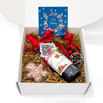 Christmas Wine Gift Box with Candle & Festive Decor
