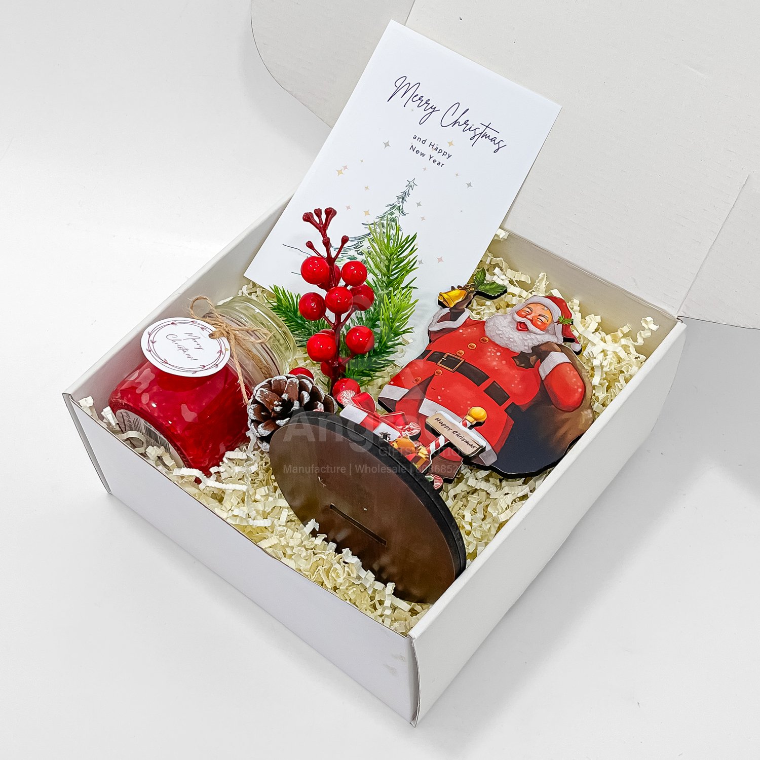 Festive Christmas Santa Gift Hamper with Candle & Holiday Decor - Image 2