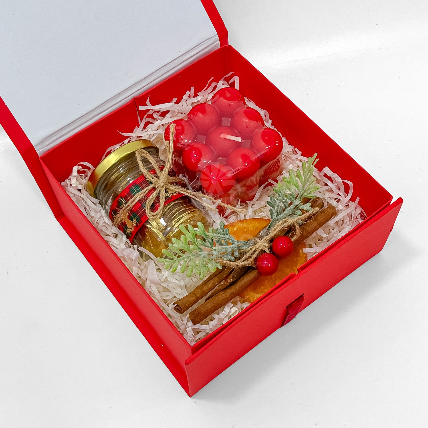 Christmas Treat Box Hamper with Candle & Chocolates - Image 2