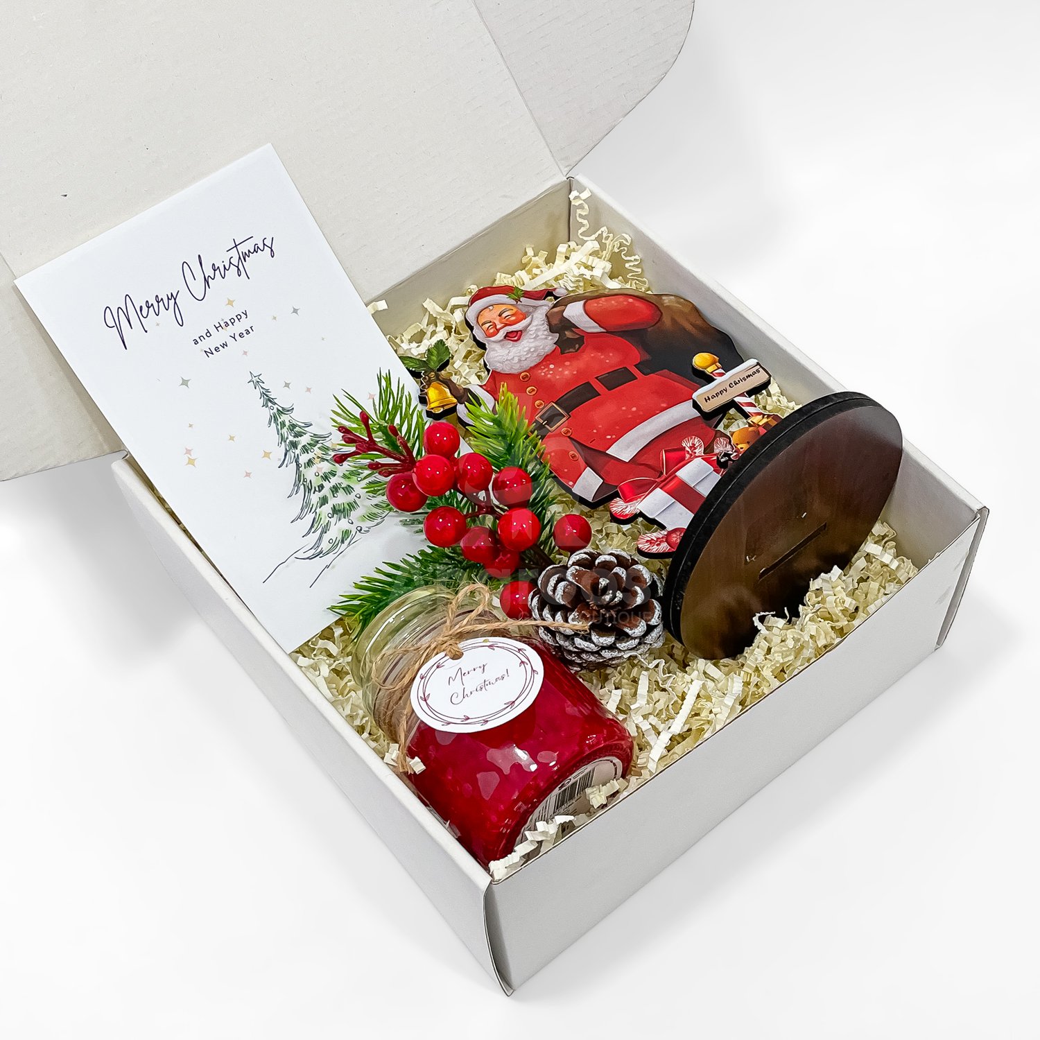 Festive Christmas Santa Gift Hamper with Candle & Holiday Decor - Image 3