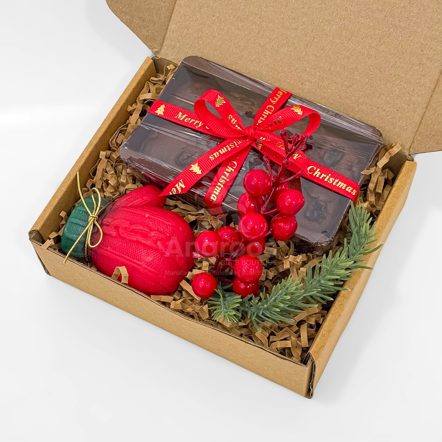 Christmas Plum Cake Gift Box with Candle & Décor - Image 3