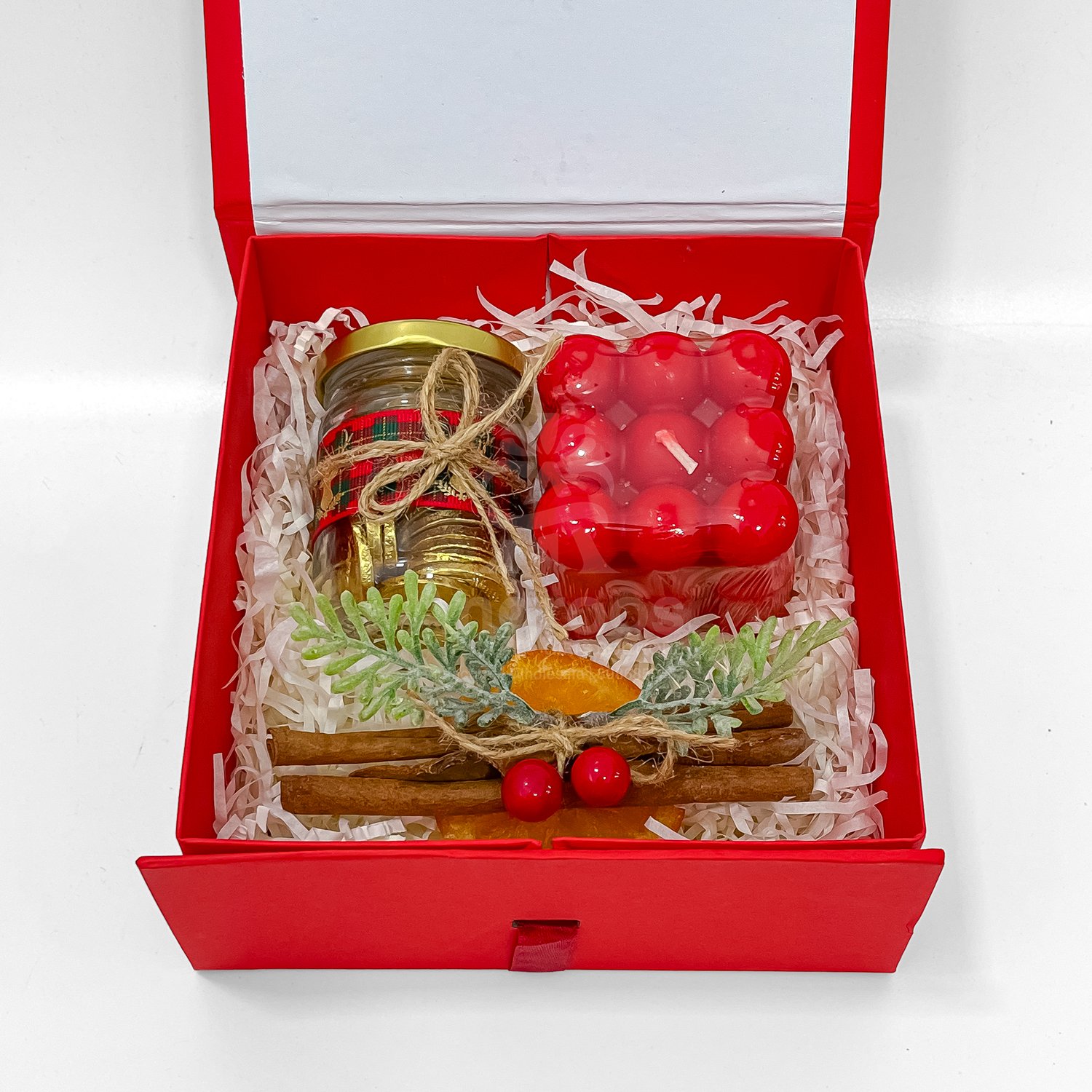 Christmas Treat Box Hamper with Candle & Chocolates - Image 4