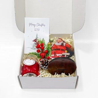 Festive Christmas Santa Gift Hamper with Candle & Holiday Decor