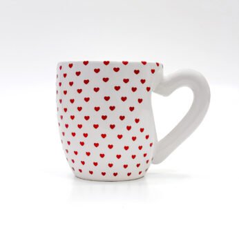 Heart Pattern Ceramic Mug with Love Handle – Romantic Coffee & Gift Cup