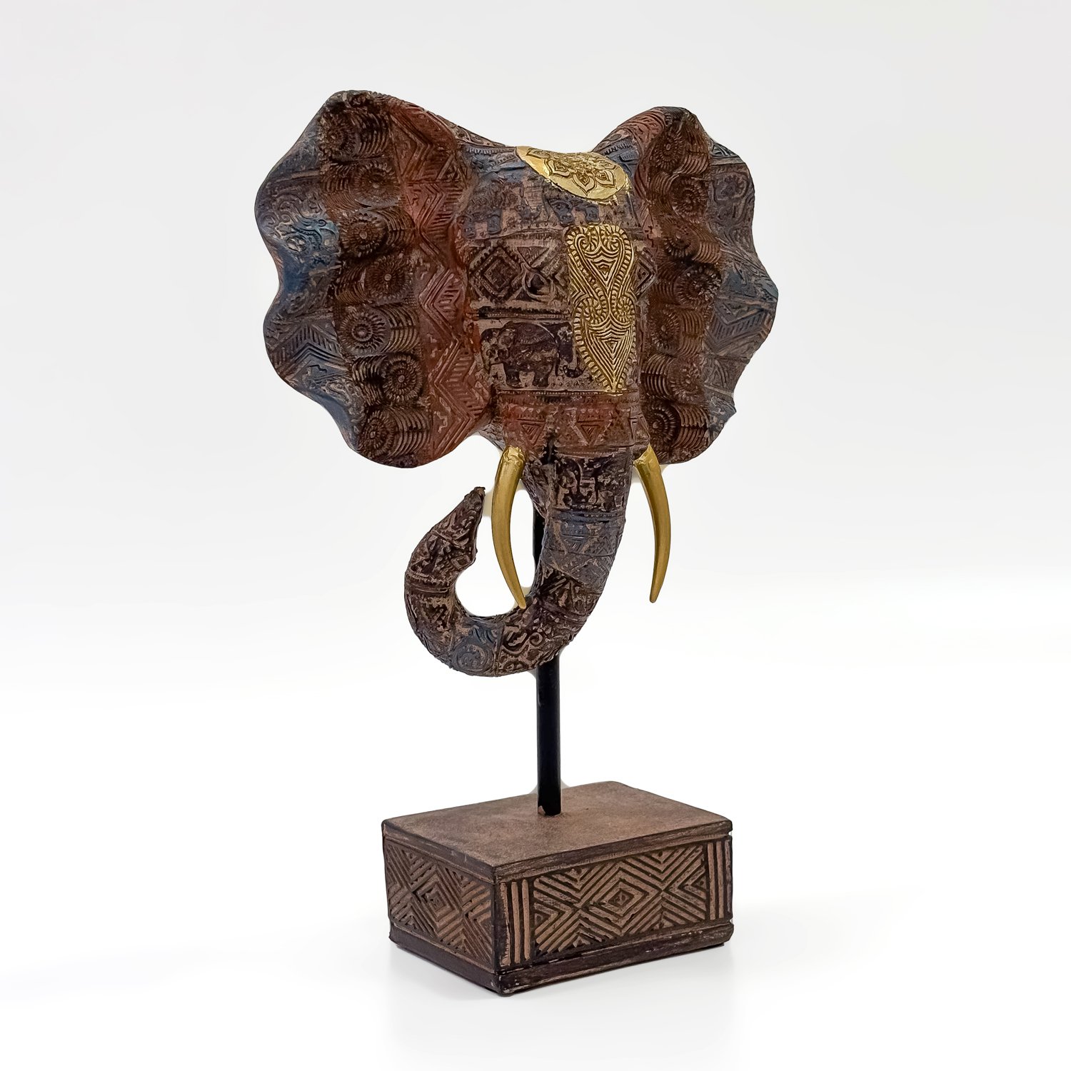 Artistic Elephant Head Showpiece on Stand – Decorative Home & Office Décor ( 11inch Height) - Image 2