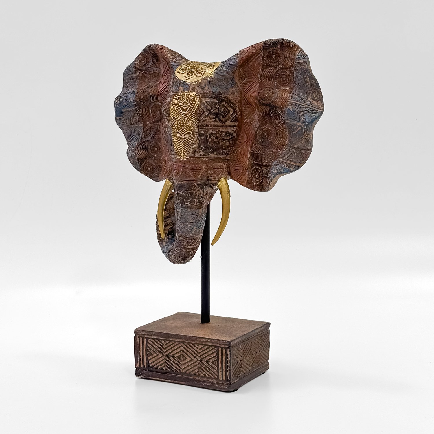 Artistic Elephant Head Showpiece on Stand – Decorative Home & Office Décor ( 11inch Height) - Image 3