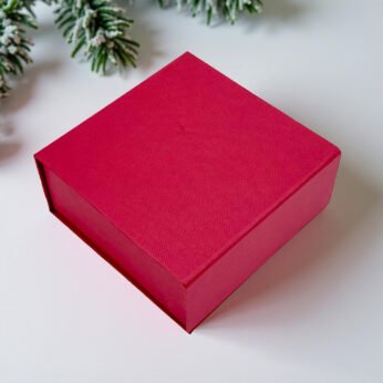 Red Rigid Gift Box with Slide Open Design – 8 x 8 Inch