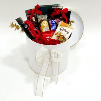 Valentines Gift Box for Men in White Round Box