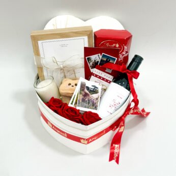 Valentines Heart Gift Hamper with Photos and Chocolates